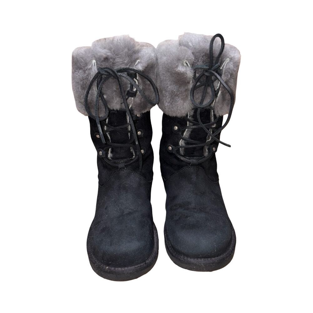 UGG Australia 1892 Montclair Black Suede Leather Shearling Boots  Size: US 11 - Picture 2 of 8